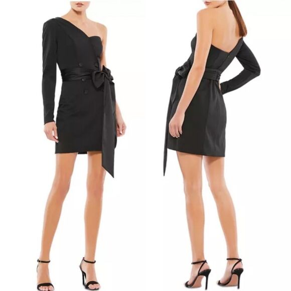 Mac Duggal One Shoulder Double Breasted Mini Dress - Picture 1 of 8